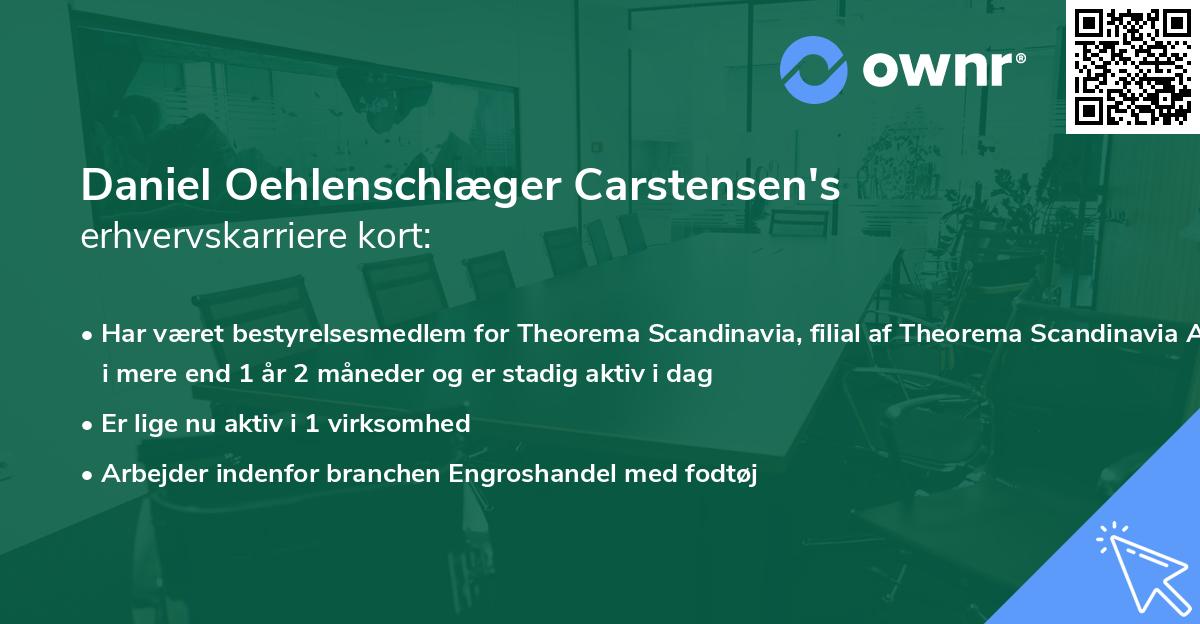 Daniel Oehlenschlæger Carstensen's erhvervskarriere kort