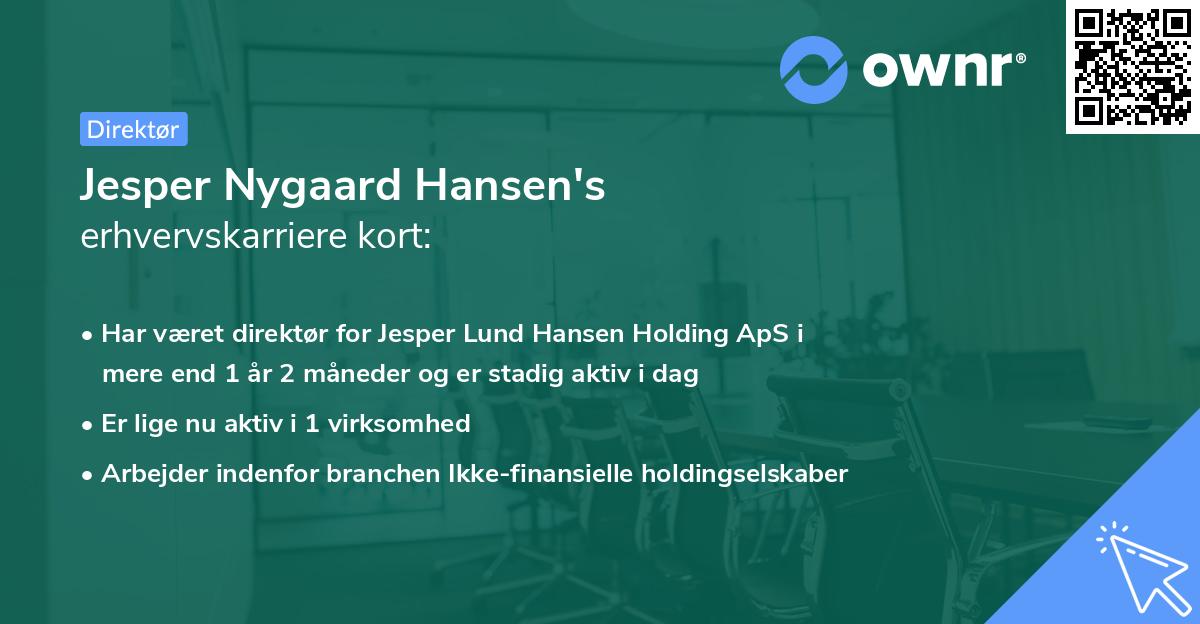 Jesper Nygaard Hansen's erhvervskarriere kort