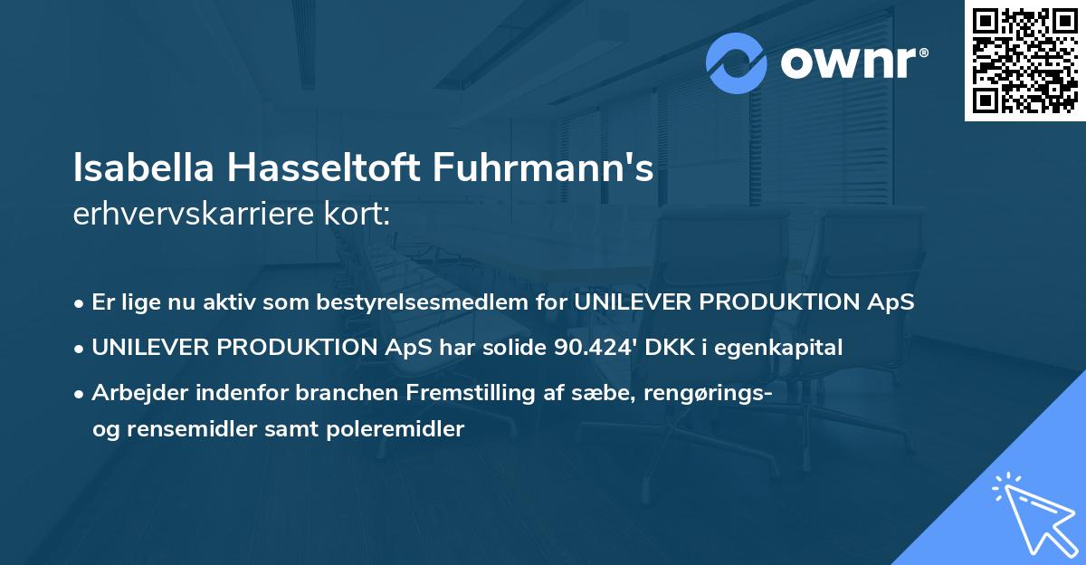 Isabella Hasseltoft Fuhrmann's erhvervskarriere kort