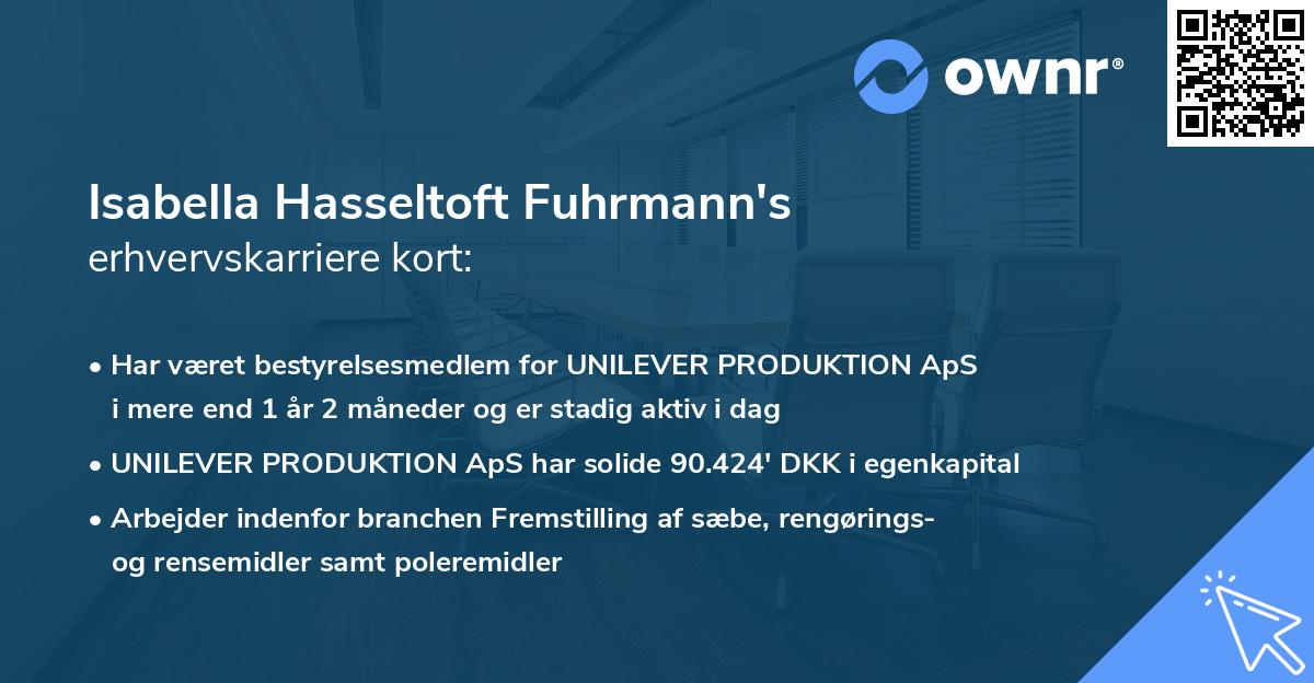 Isabella Hasseltoft Fuhrmann's erhvervskarriere kort