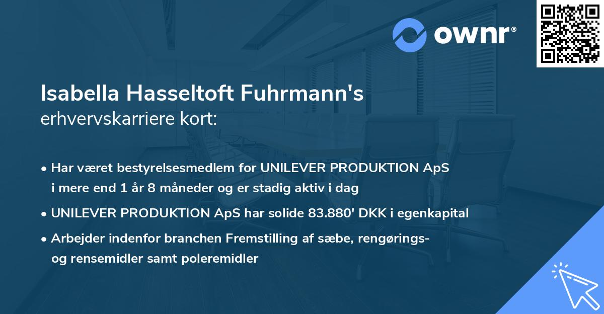 Isabella Hasseltoft Fuhrmann's erhvervskarriere kort