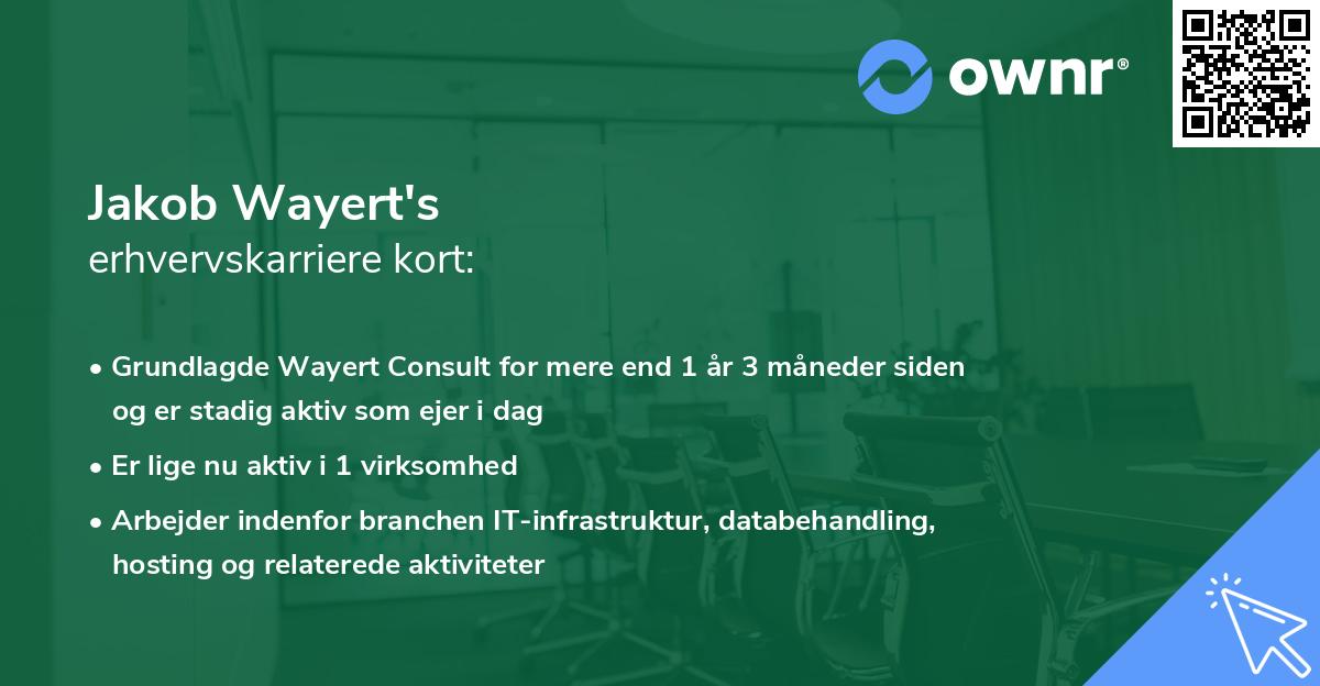 Jakob Wayert's erhvervskarriere kort