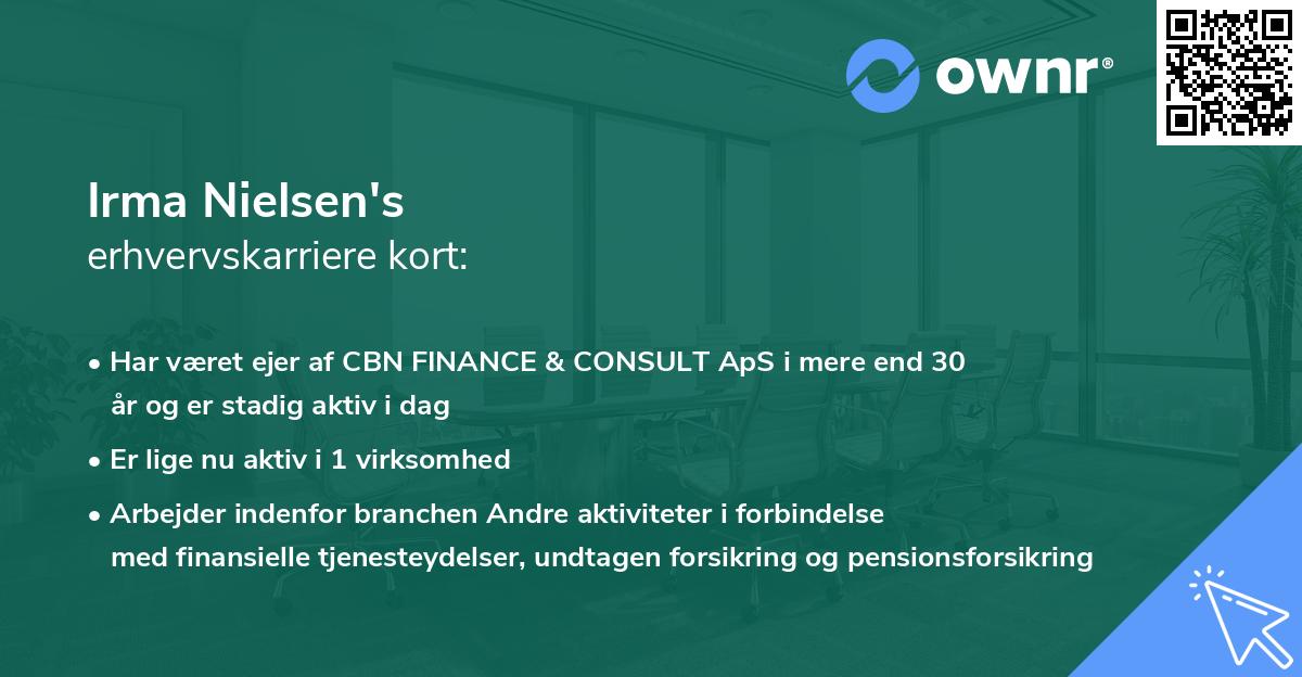 Irma Nielsen's erhvervskarriere kort