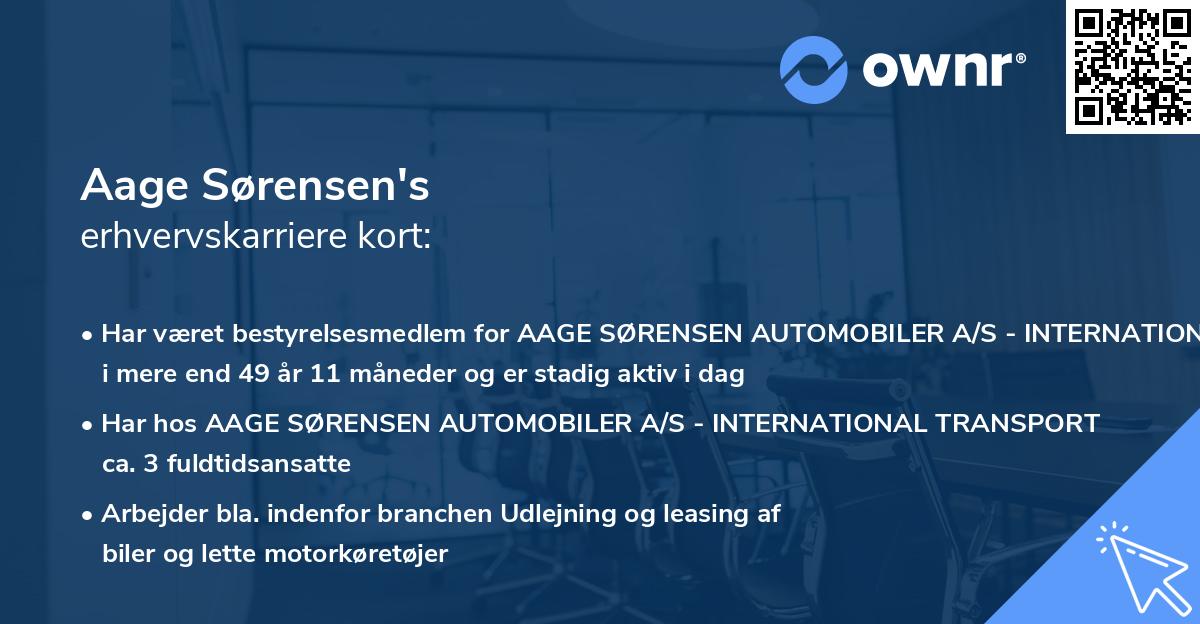 Aage Sørensen's erhvervskarriere kort