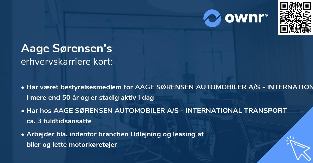 Aage Sørensen's erhvervskarriere kort