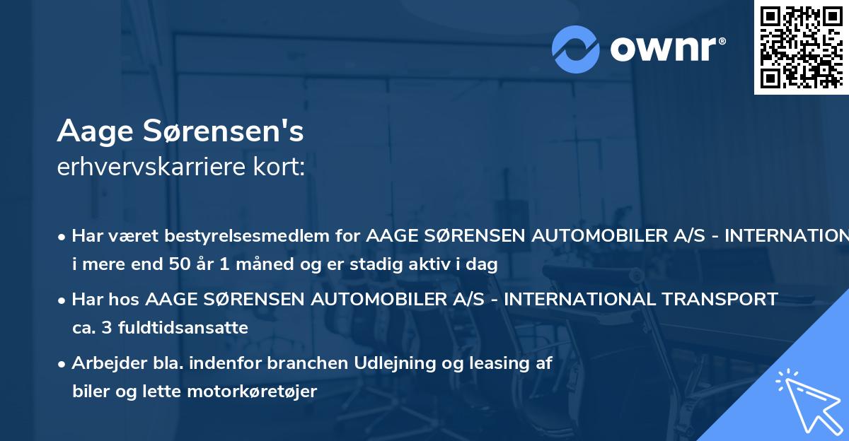 Aage Sørensen's erhvervskarriere kort