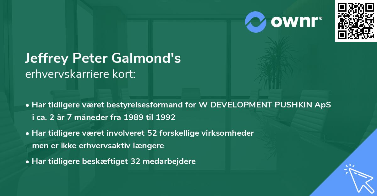 Jeffrey Peter Galmond's erhvervskarriere kort