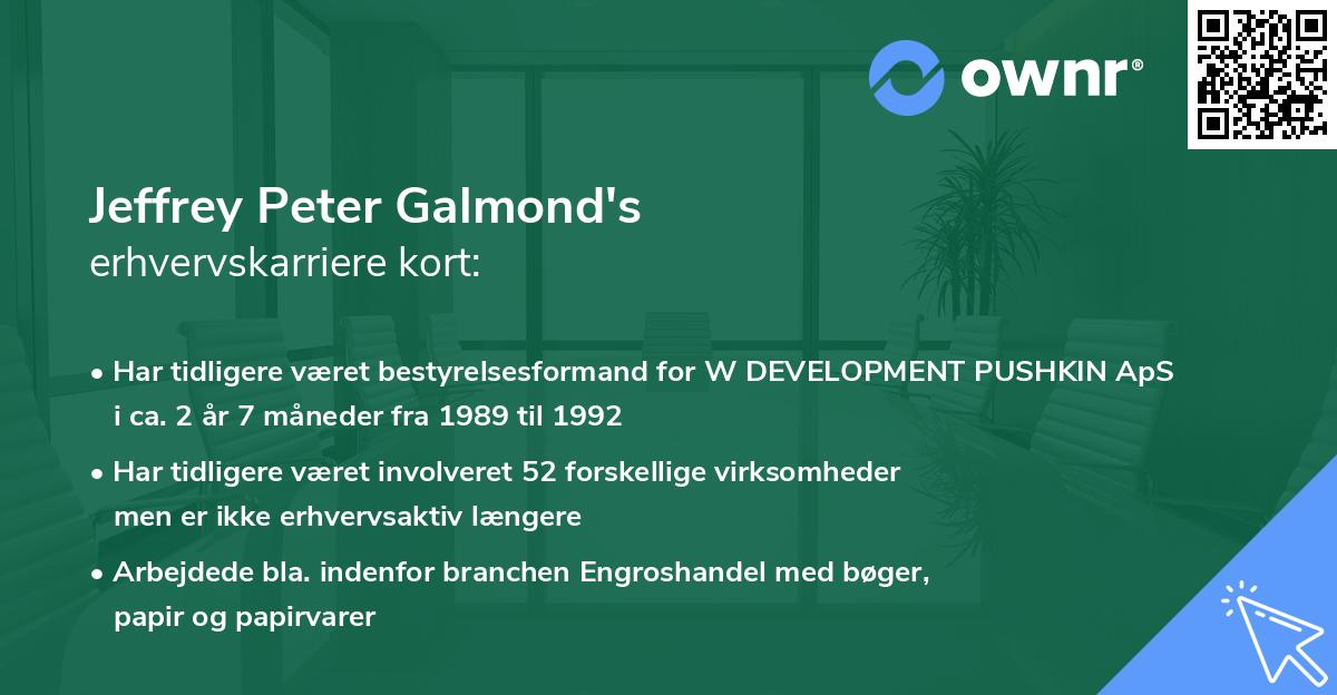 Jeffrey Peter Galmond's erhvervskarriere kort