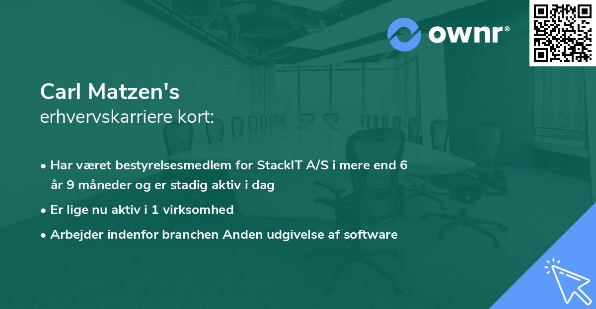 Carl Matzen's erhvervskarriere kort