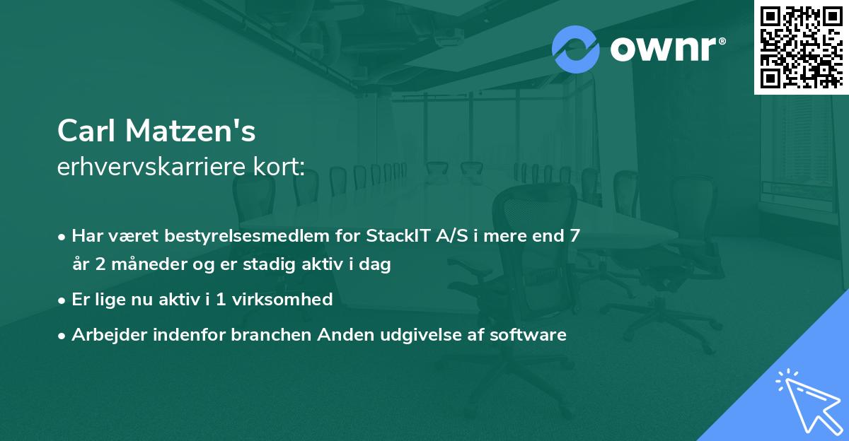 Carl Matzen's erhvervskarriere kort