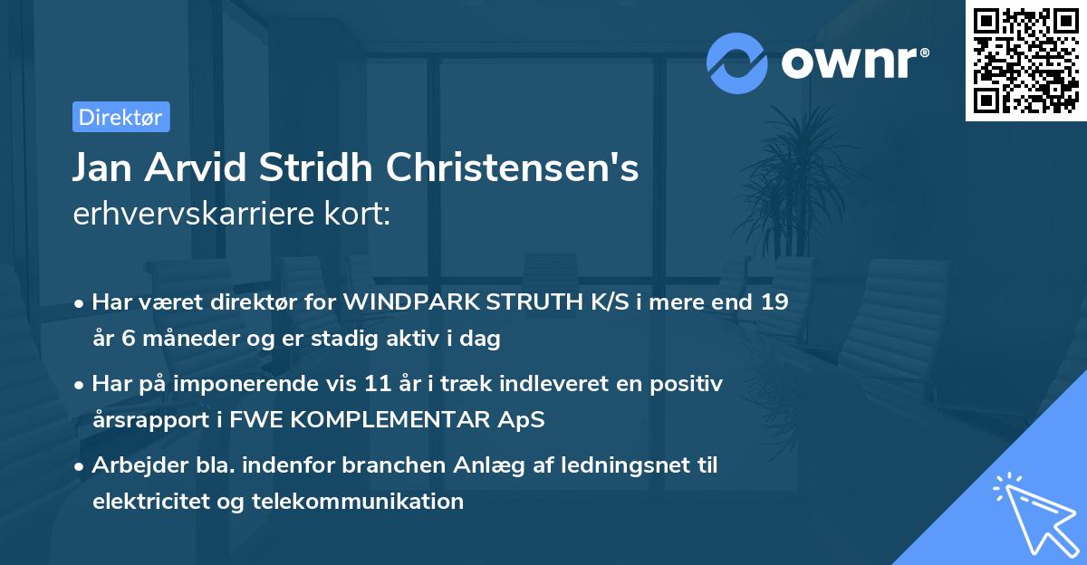 Jan Arvid Stridh Christensen's erhvervskarriere kort
