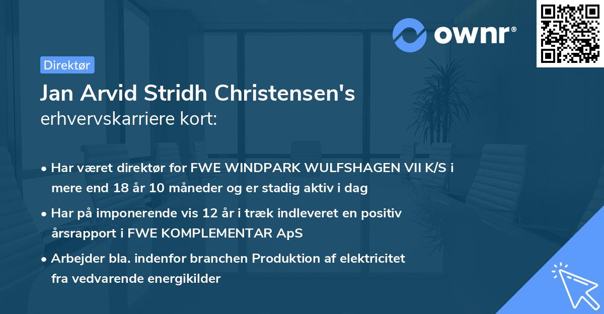 Jan Arvid Stridh Christensen's erhvervskarriere kort