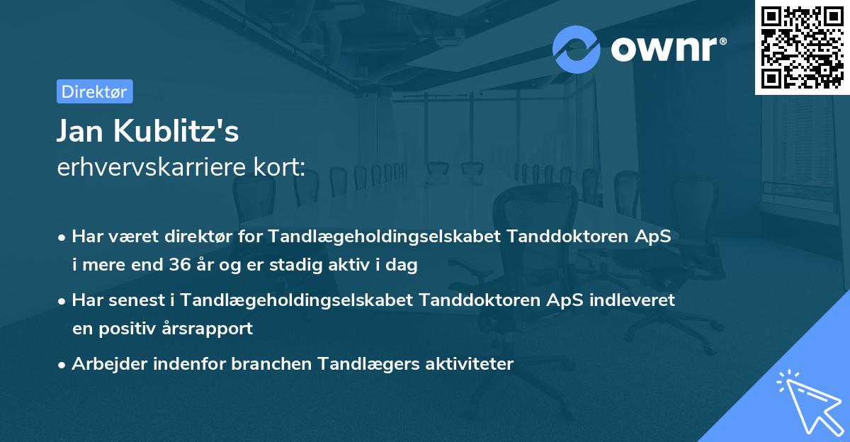 Jan Kublitz's erhvervskarriere kort