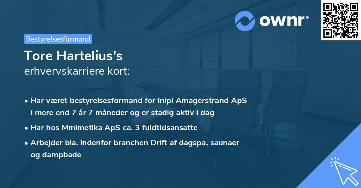 Tore Hartelius's erhvervskarriere kort