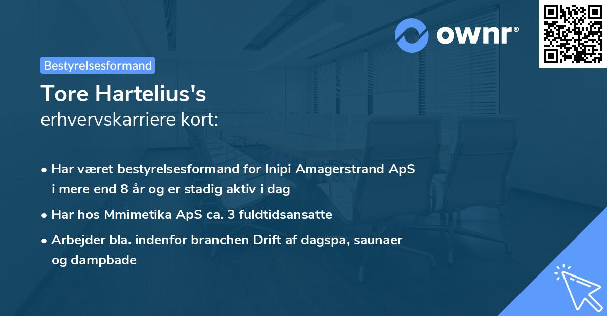 Tore Hartelius's erhvervskarriere kort