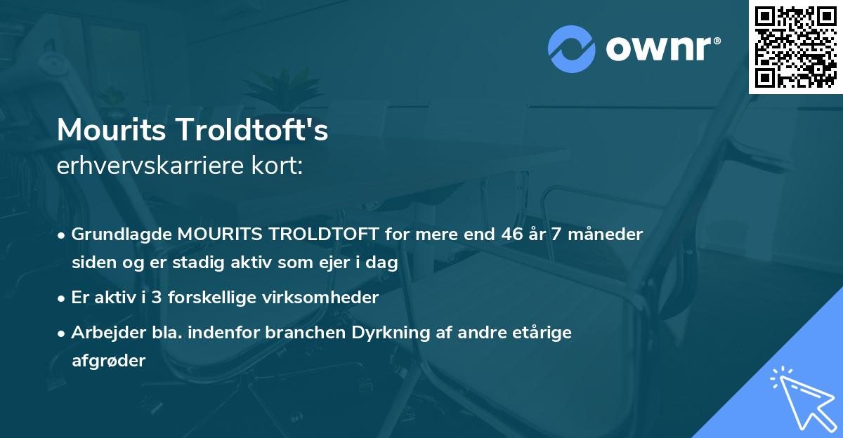 Mourits Troldtoft's erhvervskarriere kort
