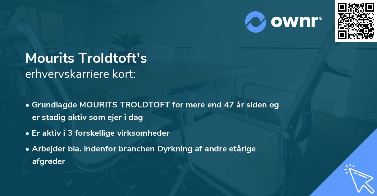 Mourits Troldtoft's erhvervskarriere kort