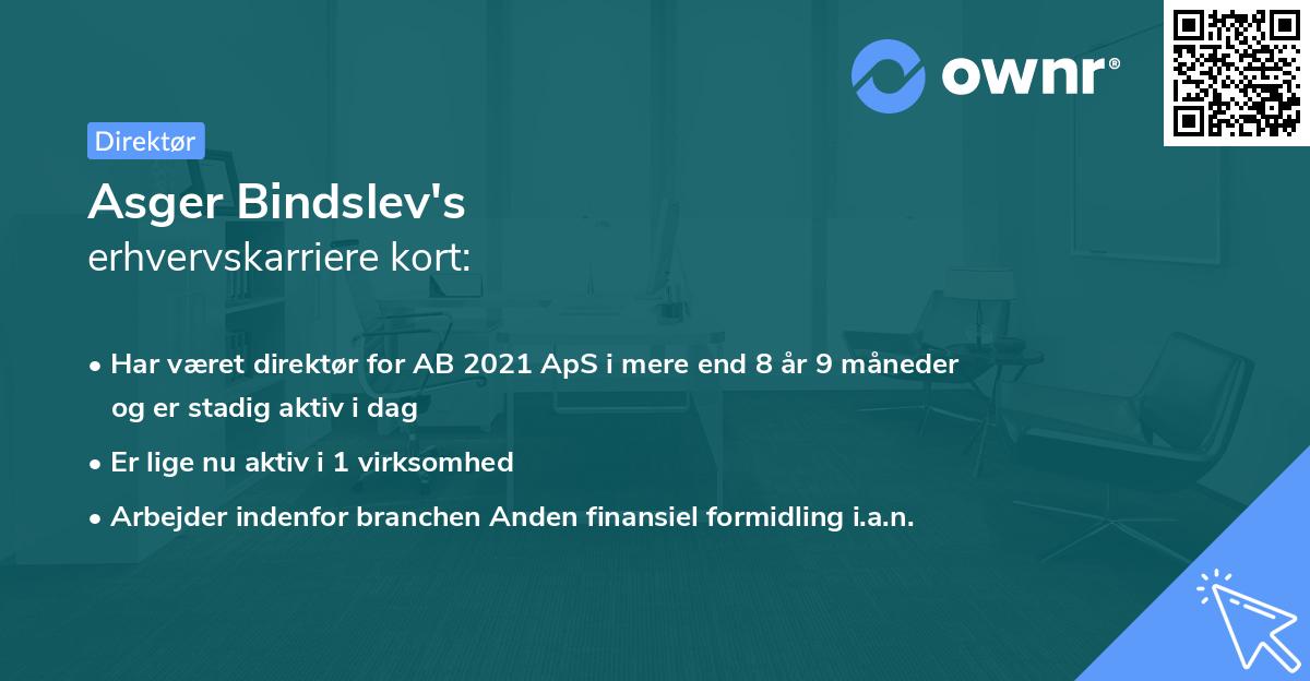 Asger Bindslev's erhvervskarriere kort