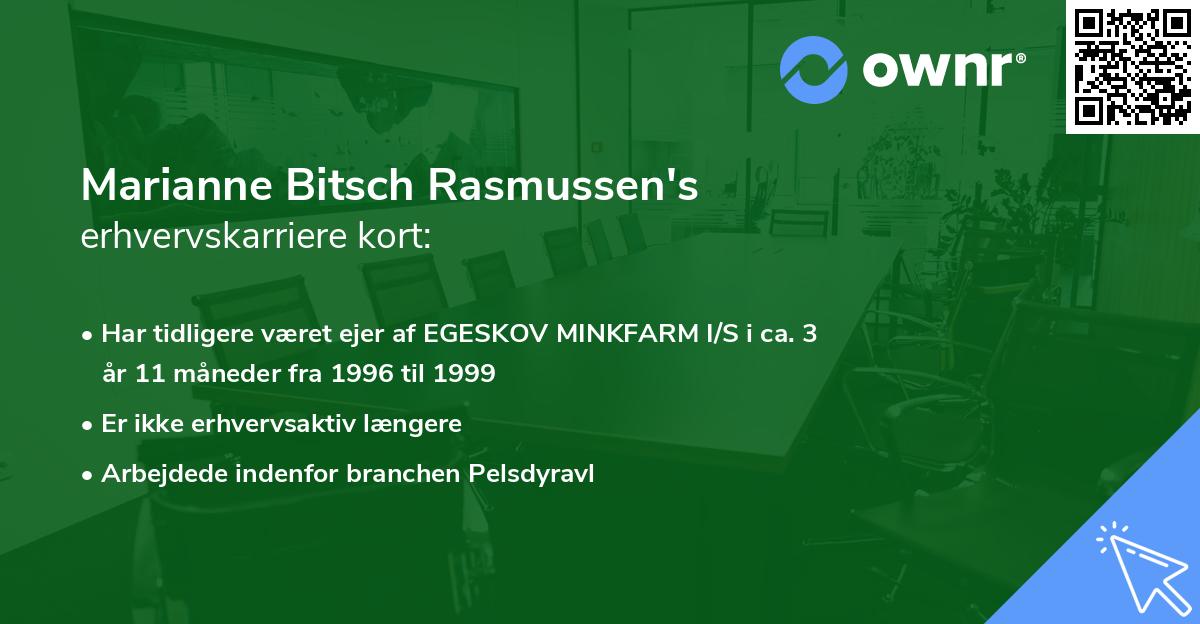 Marianne Bitsch Rasmussen's erhvervskarriere kort