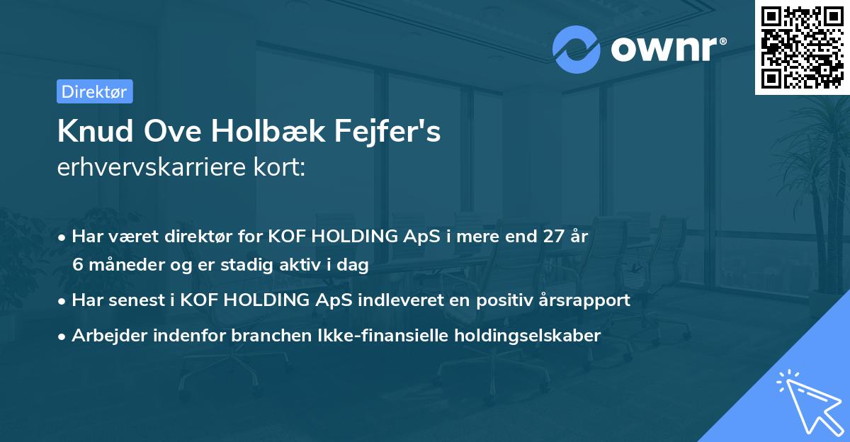 Knud Ove Holbæk Fejfer's erhvervskarriere kort