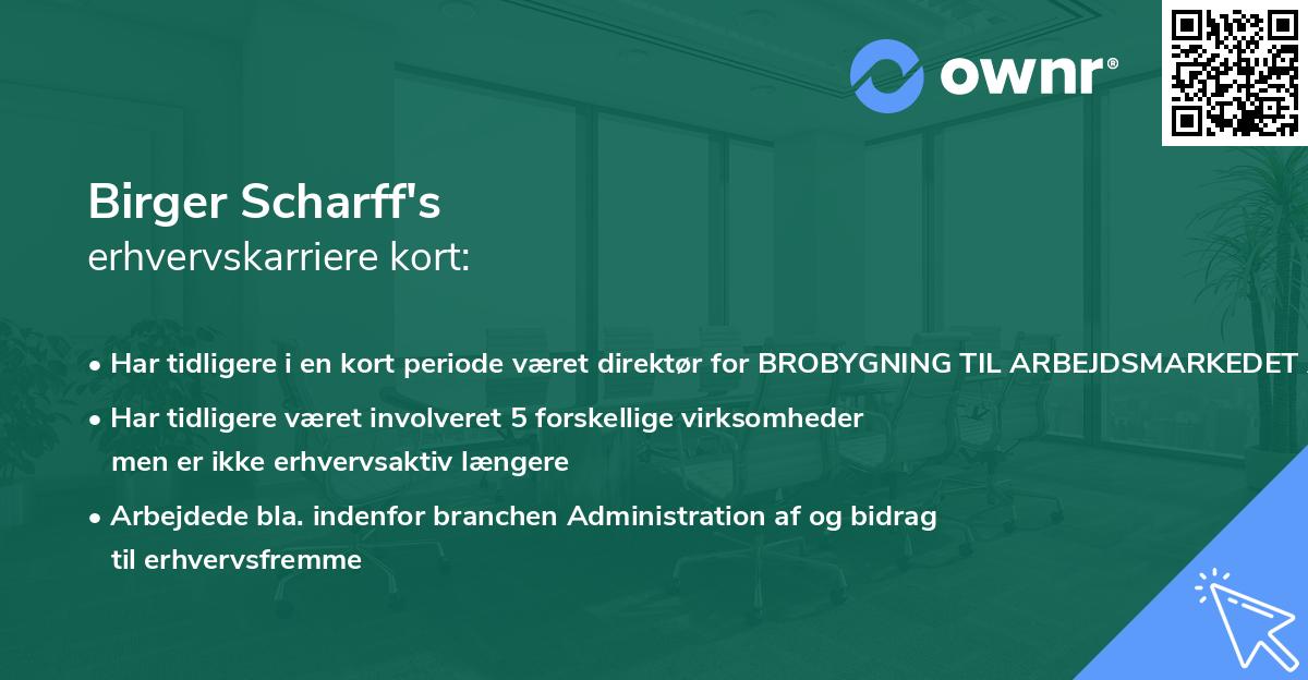 Birger Scharff's erhvervskarriere kort