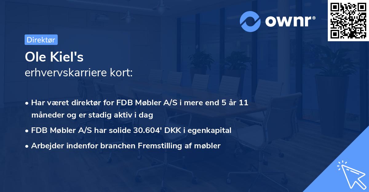 Ole Kiel's erhvervskarriere kort
