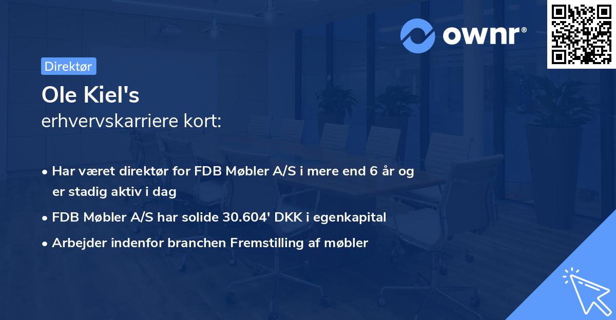 Ole Kiel's erhvervskarriere kort
