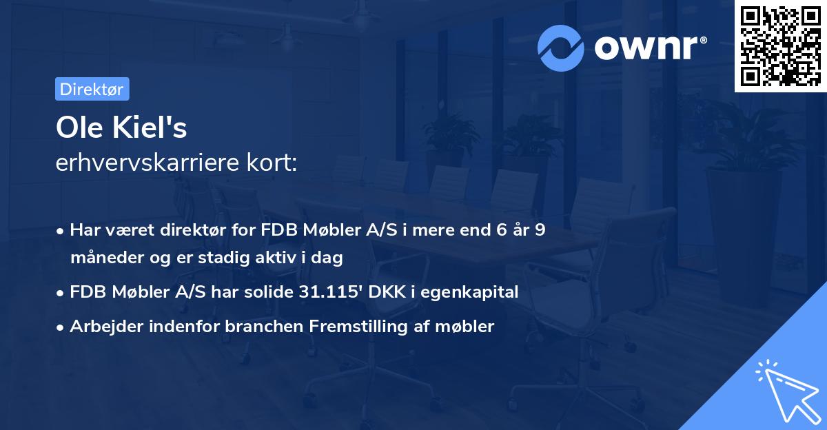 Ole Kiel's erhvervskarriere kort