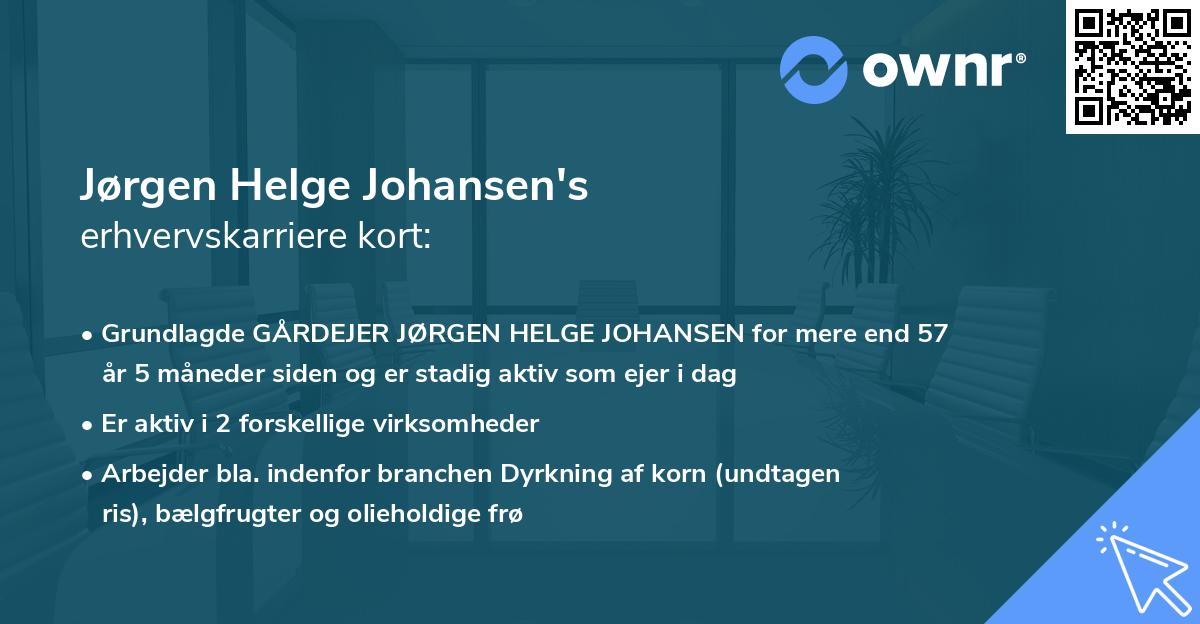 Jørgen Helge Johansen's erhvervskarriere kort