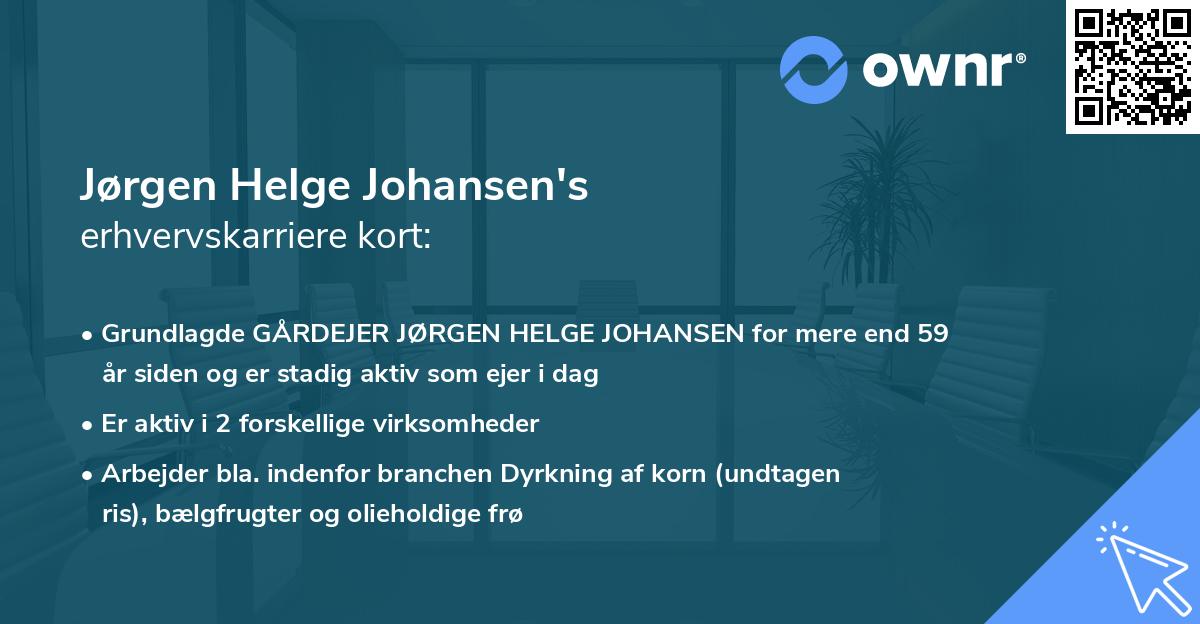 Jørgen Helge Johansen's erhvervskarriere kort