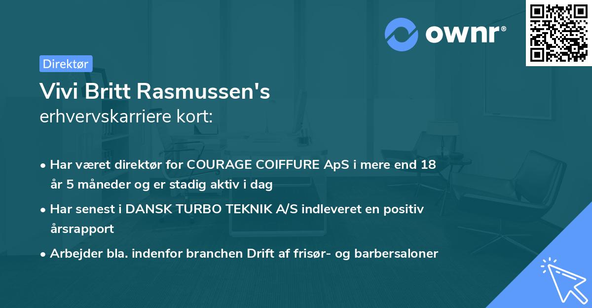 Vivi Britt Rasmussen's erhvervskarriere kort