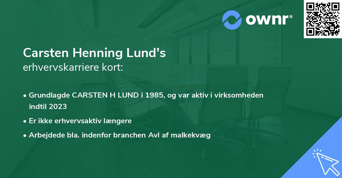 Carsten Henning Lund's erhvervskarriere kort