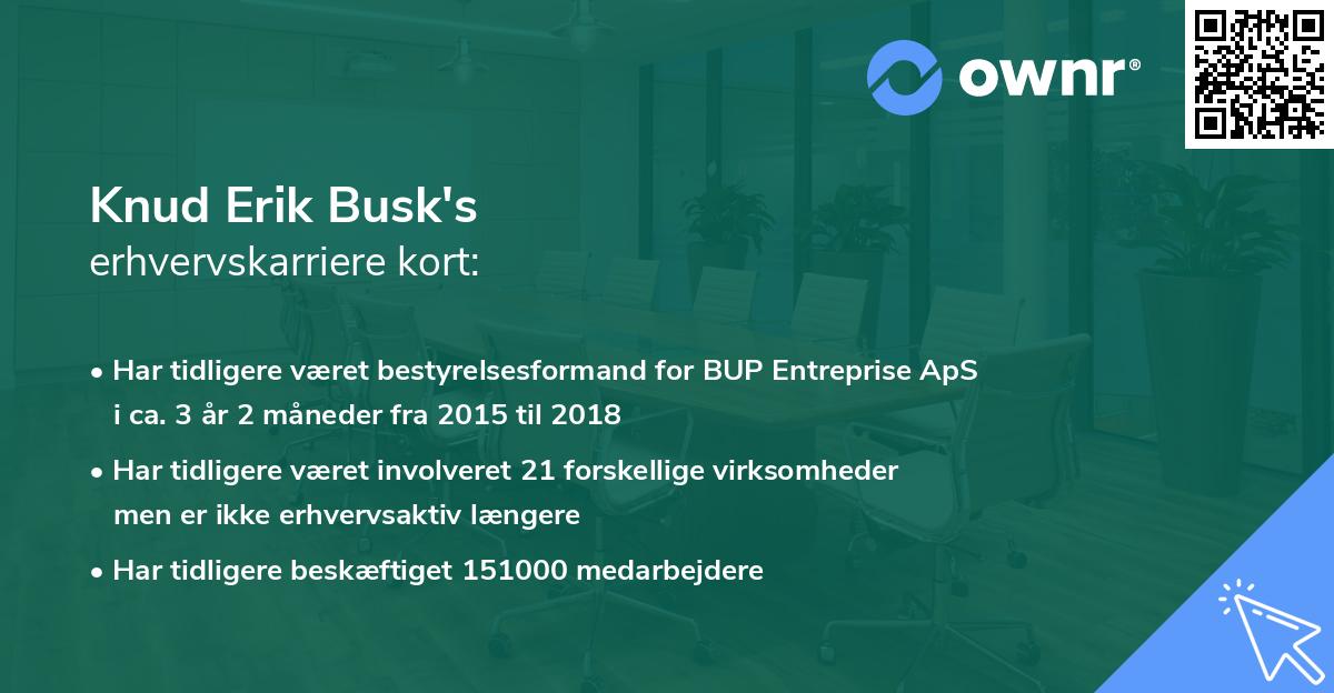 Knud Erik Busk's erhvervskarriere kort