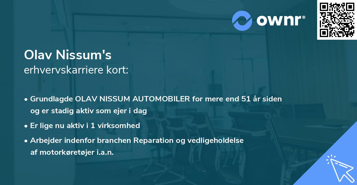 Olav Nissum's erhvervskarriere kort