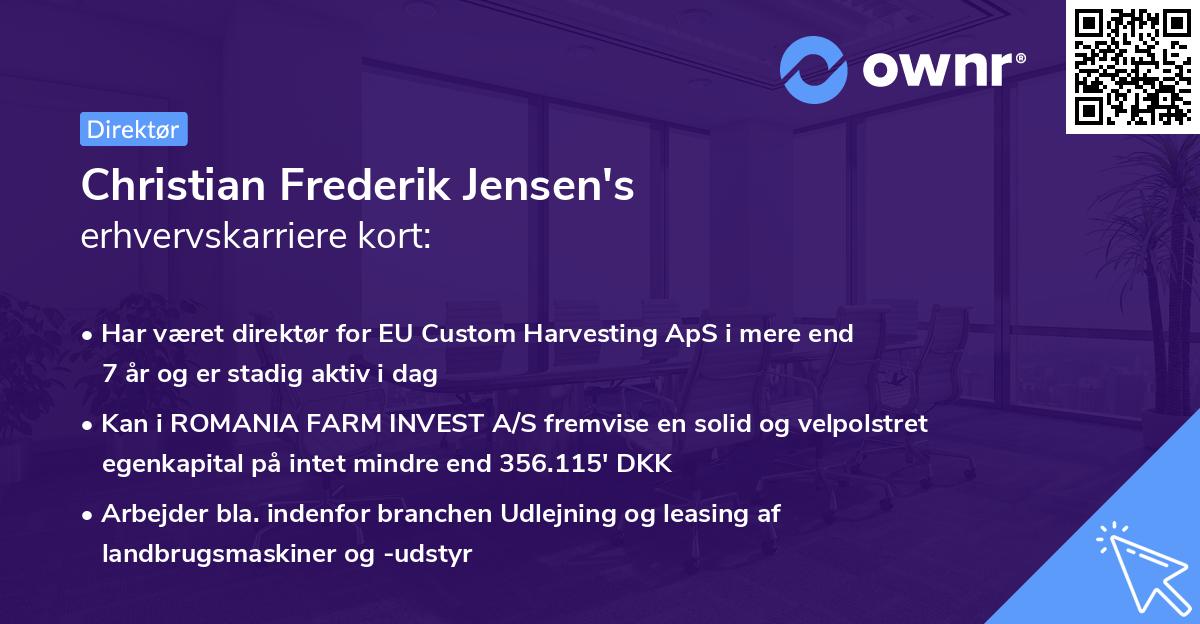 Christian Frederik Jensen's erhvervskarriere kort