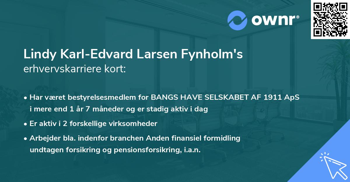 Lindy Karl-Edvard Larsen Fynholm's erhvervskarriere kort