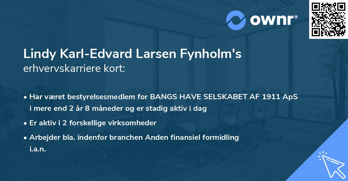 Lindy Karl-Edvard Larsen Fynholm's erhvervskarriere kort
