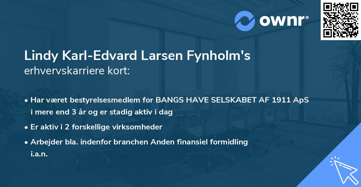 Lindy Karl-Edvard Larsen Fynholm's erhvervskarriere kort