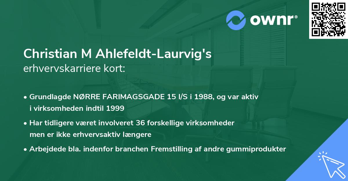 Christian M Ahlefeldt-Laurvig's erhvervskarriere kort