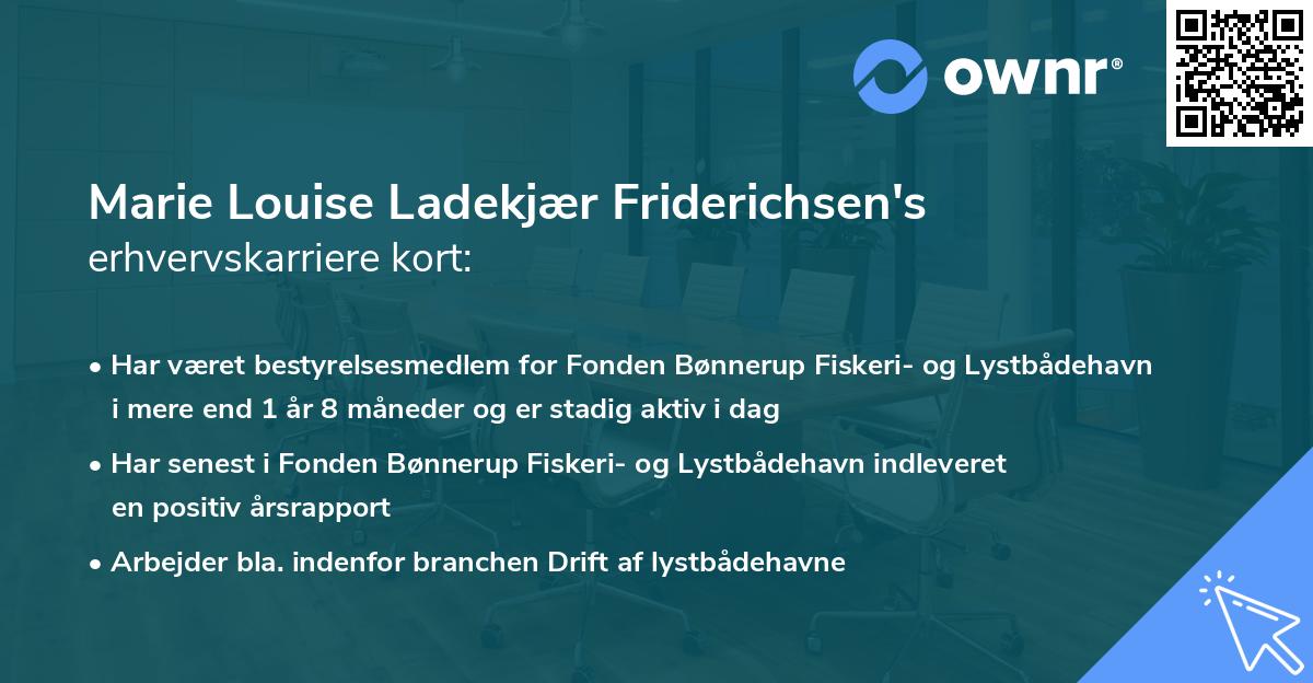 Marie Louise Ladekjær Friderichsen's erhvervskarriere kort