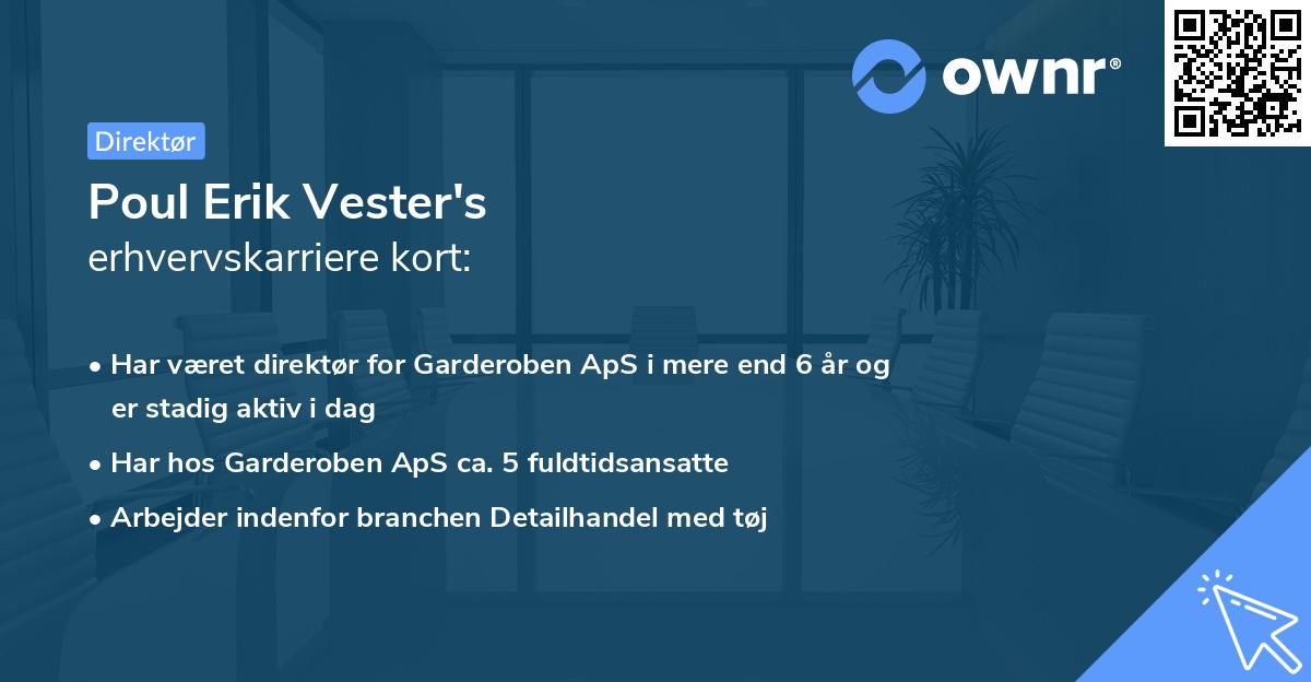 Poul Erik Vester's erhvervskarriere kort