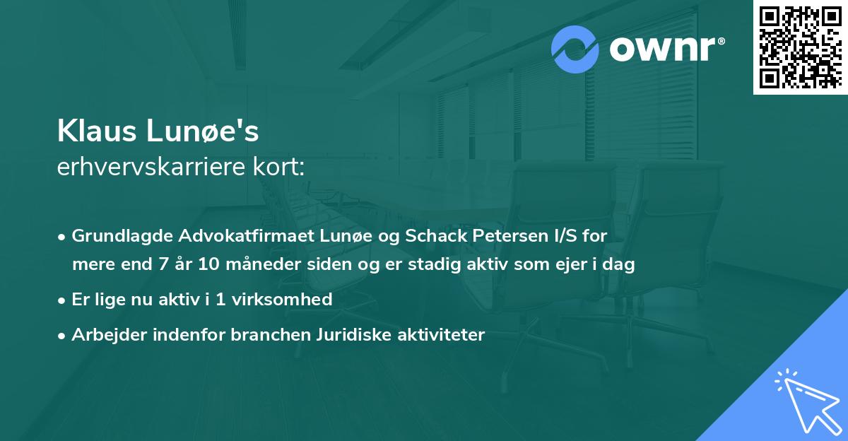 Klaus Lunøe's erhvervskarriere kort