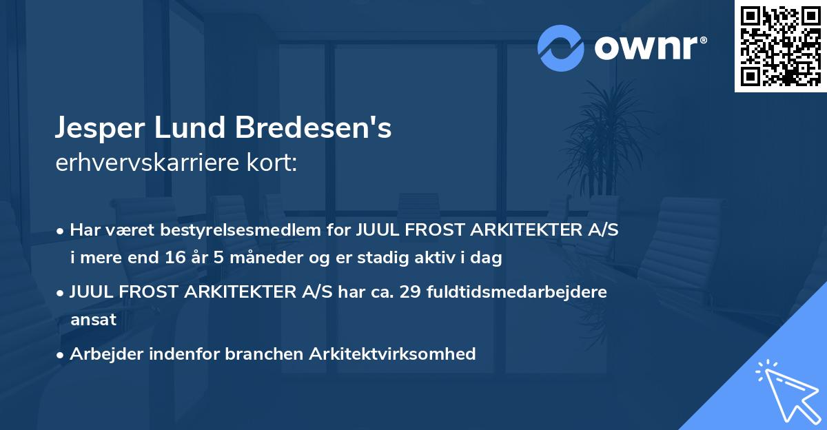 Jesper Lund Bredesen's erhvervskarriere kort