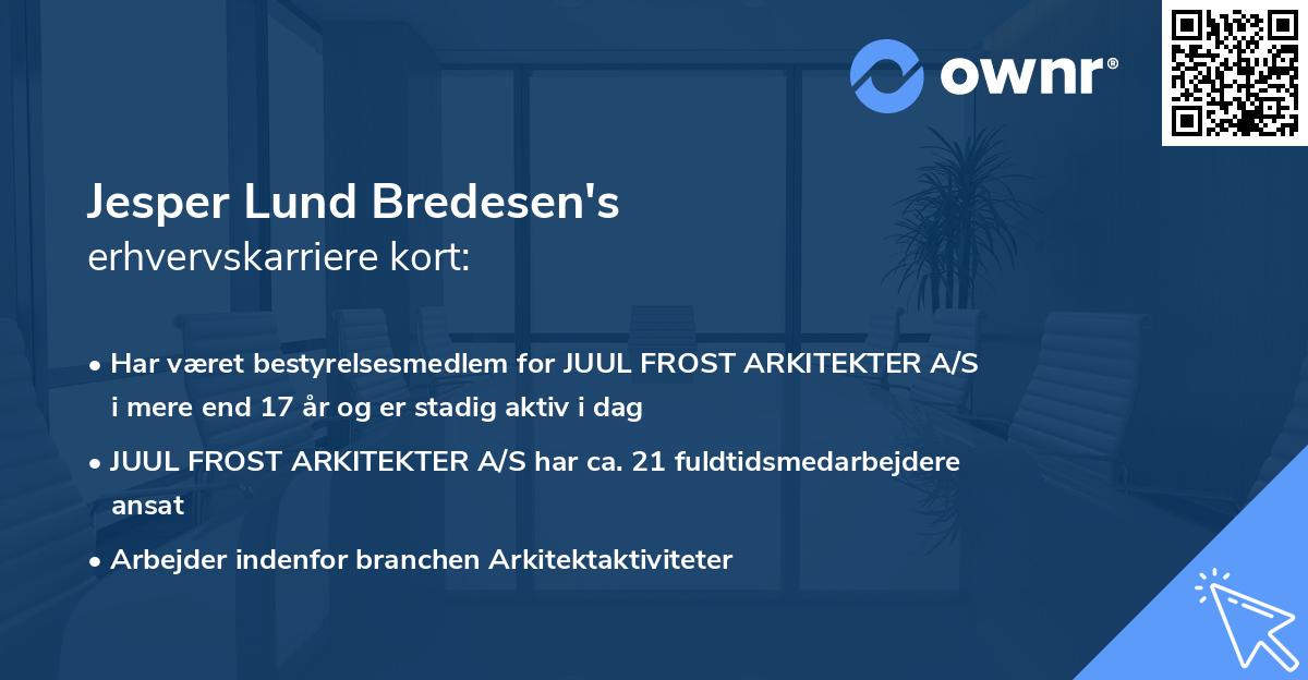 Jesper Lund Bredesen's erhvervskarriere kort