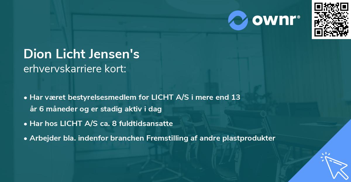 Dion Licht Jensen's erhvervskarriere kort