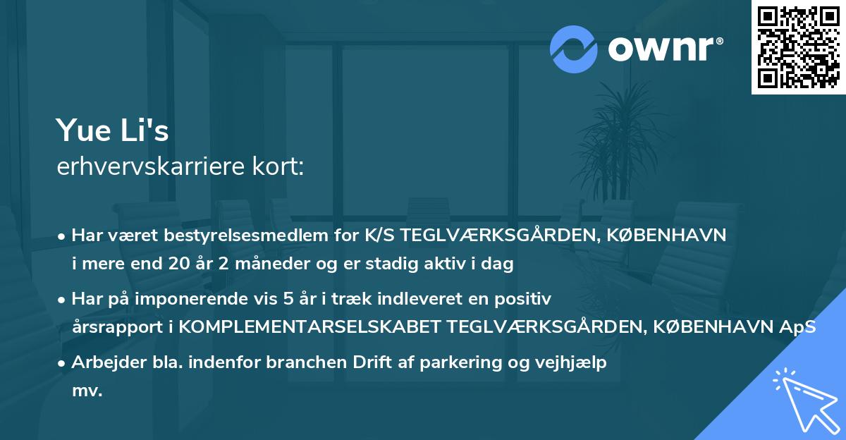 Yue Li's erhvervskarriere kort