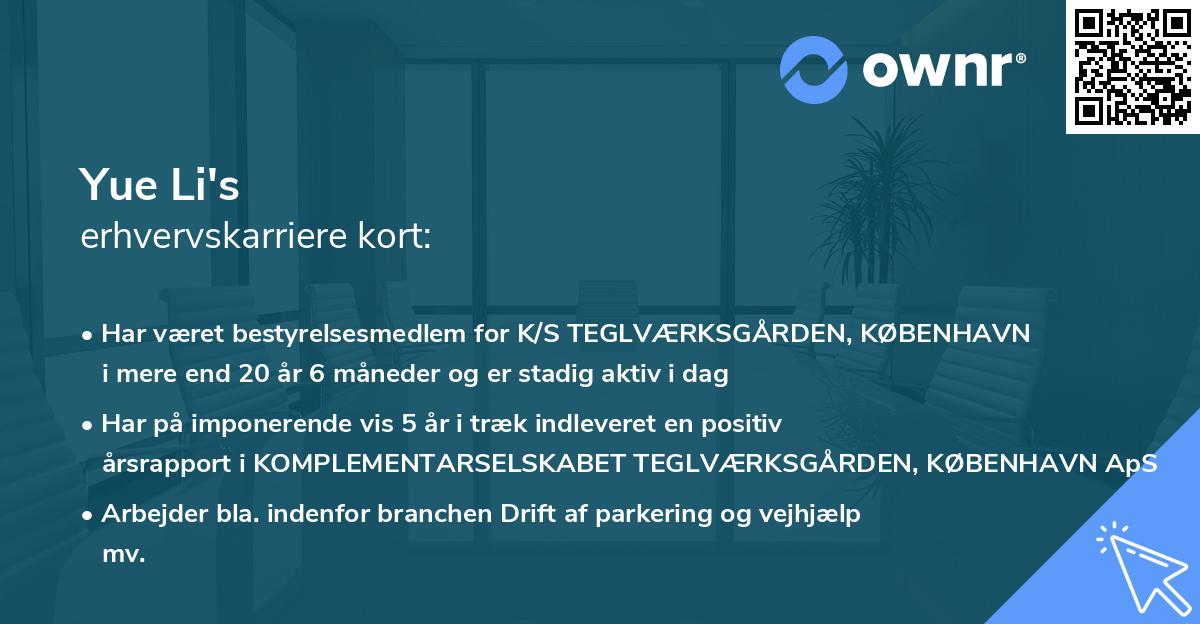 Yue Li's erhvervskarriere kort