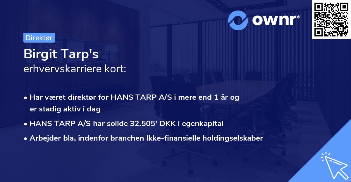 Birgit Tarp's erhvervskarriere kort