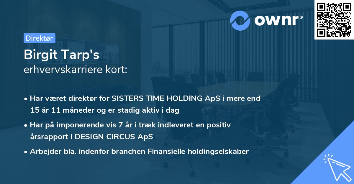 Birgit Tarp's erhvervskarriere kort
