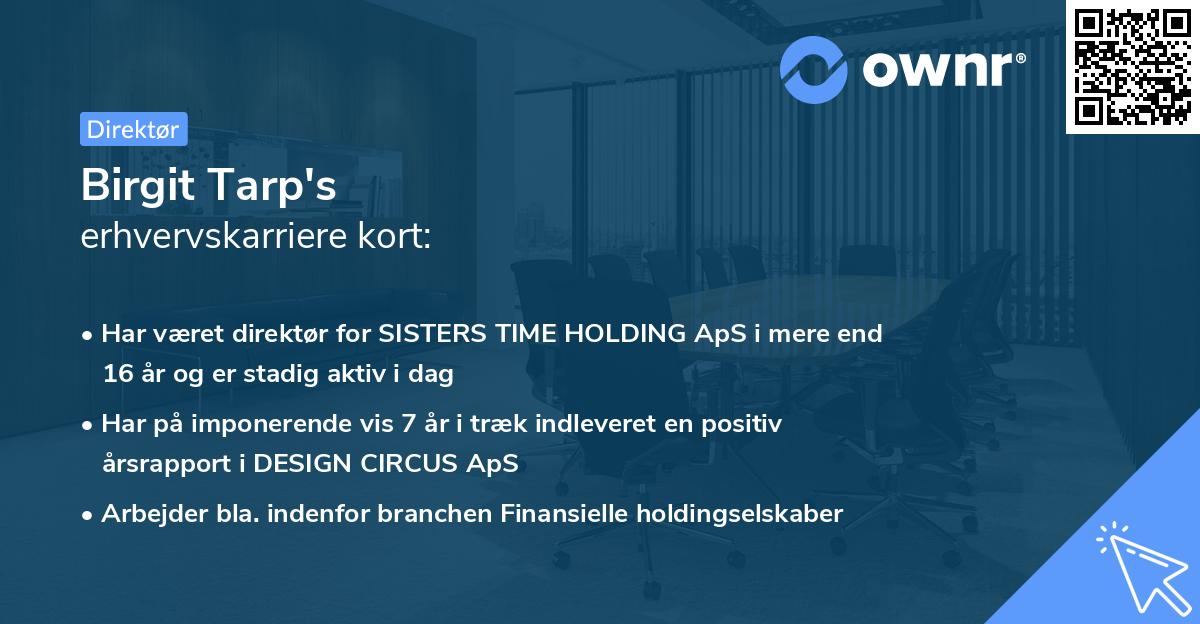 Birgit Tarp's erhvervskarriere kort